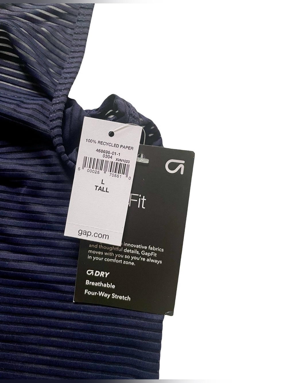 NWT GapFit Sheer Navy Ribbed Racerback Tank Top - Picture 4 of 5